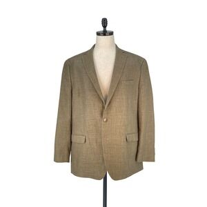 CHAPS Mens Blazer Sport Coat Tan Hopsack Weave Two Button Classic Fit 50L